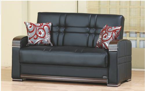 Bronx Black Leather Loveseat - Thumbnail 4