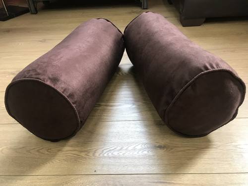 Suede Brown Bolster Pillows 9x20  (Set of 2) by Prestige
