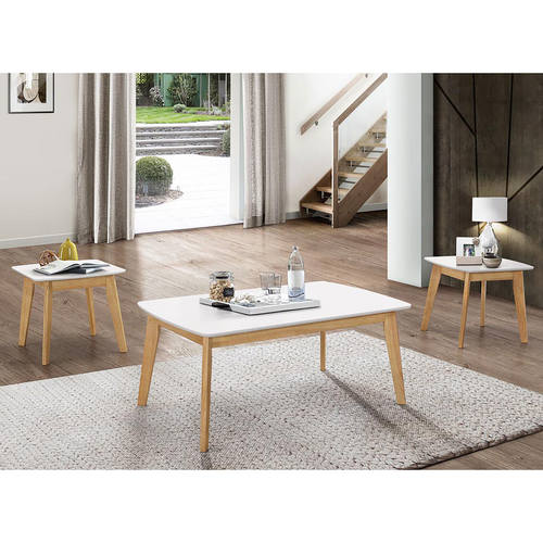 Retro Modern Coffee Table - White/Natural by Walker Edison