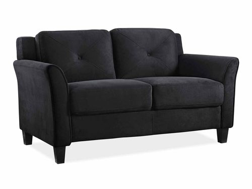Hartford Black Loveseat with Curved Arm by Lifestyle Solutions