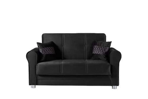 Sara Black Microfiber Loveseat by Casamode