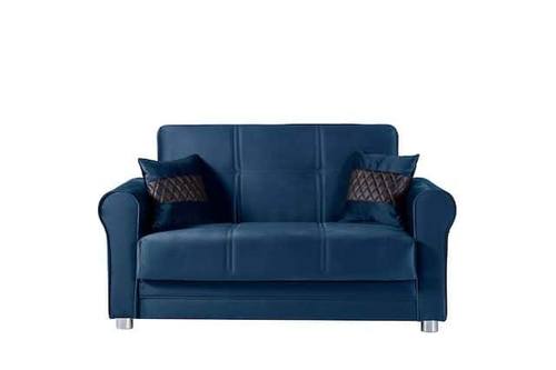 Sara Blue Microfiber Loveseat by Casamode