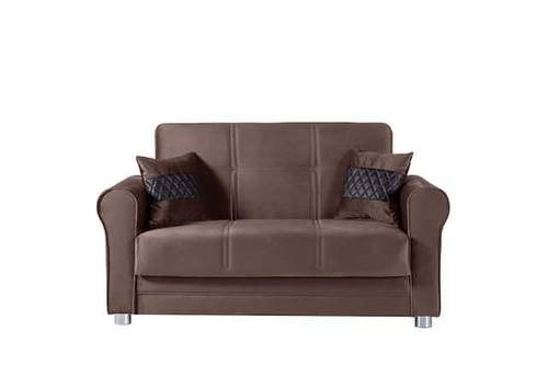 Sara Brown Microfiber Loveseat by Casamode