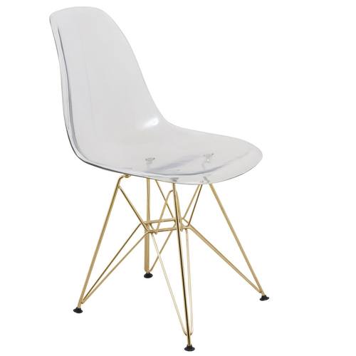 Cresco Molded Eiffel Clear Side Chair w/Gold Base by LeisureMod