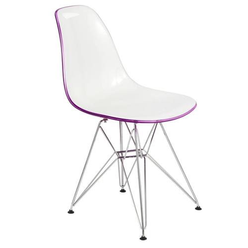 Cresco Molded 2-Tone Eiffel White/Purple Side Chair by LeisureMod