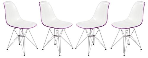 Cresco Molded 2-Tone Eiffel White/Purple Side Chair (Set of 4) by LeisureMod