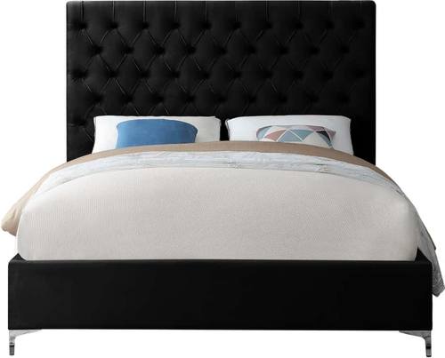 Cruz Velvet Black Bed by Meridian Furniture