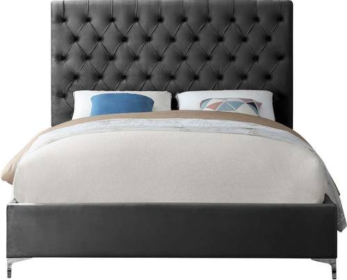 Cruz Velvet Gray Bed by Meridian Furniture