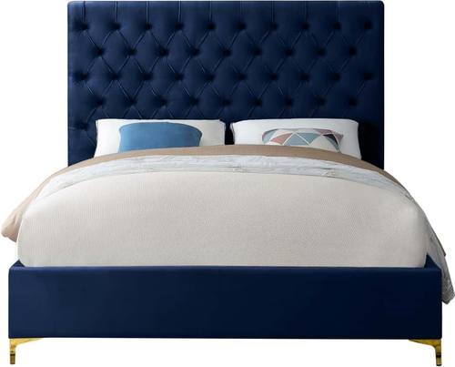 Cruz Velvet Navy Bed by Meridian Furniture