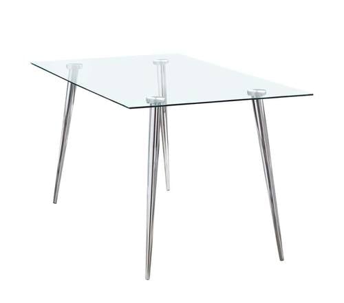 Gilman Rectangle Glass Top Dining Table (Gray Legs) by Coaster