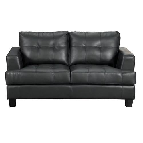 Samuel Stationary Black Leather Loveseat by Coaster