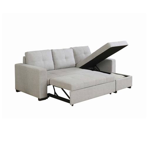 Everly Light Gray Reversible Sleeper Sectional by Coaster