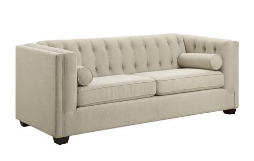 Cairns Oatmeal Tuxedo Arm Tufted Sofa by Coaster