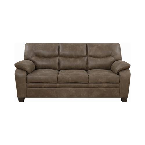 Meagan Brown Upholstered Sofa W Pillow