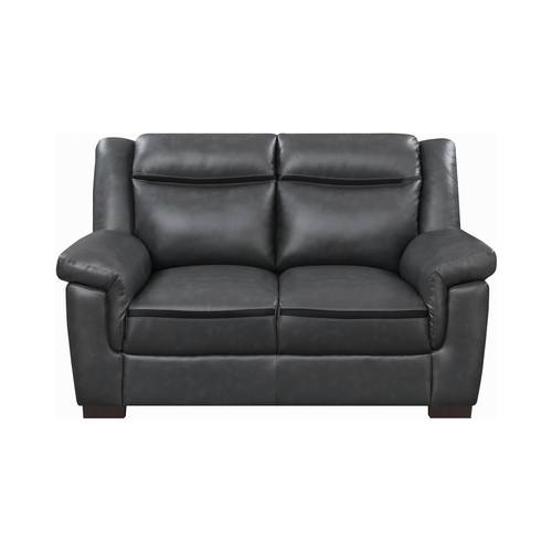 Arabella Grey Pillow Top Upholstered Loveseat by Coaster