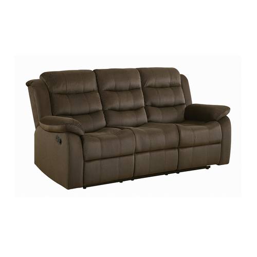 Rodman Olive Brown Pillow Top Arm Motion Sofa by Coaster