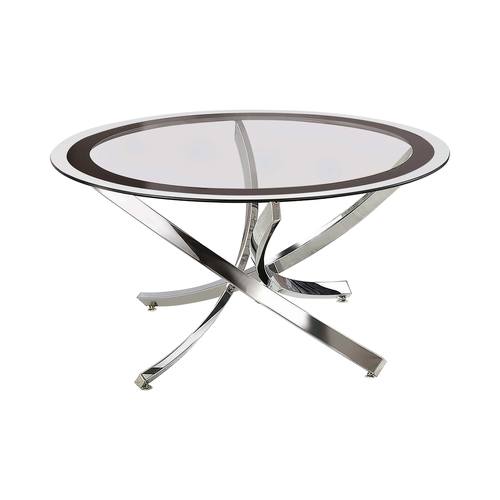Glass Top Chrome & Black Coffee Table by Coaster