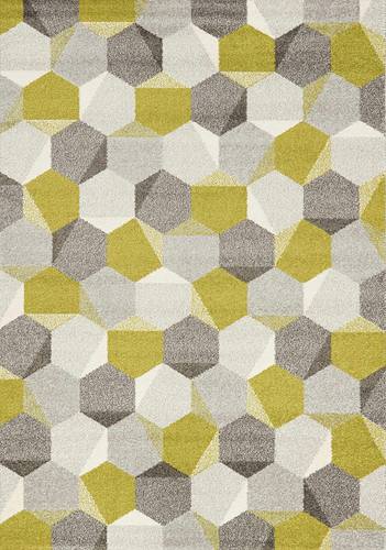 Camino Green Grey Honeycomb Rug by Kalora