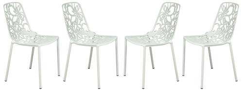 Devon Modern Aluminum White Armless Chair (Set of 4) by LeisureMod