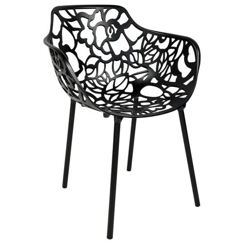 Devon Modern Aluminum Black Chair w/Arms by LeisureMod