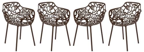 Devon Modern Aluminum Brown Chair w/Arms (Set of 4) by LeisureMod