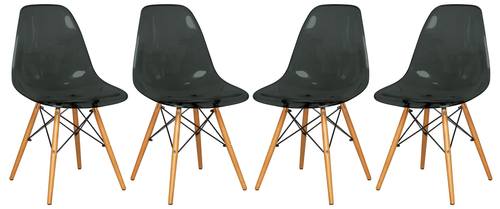 Dover Molded Transparent Black Side Chair (Set of 4) by LeisureMod