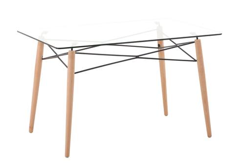 Dover 4Ft Rectangular Glass Top Dining Table w/Eiffel Base by LeisureMod