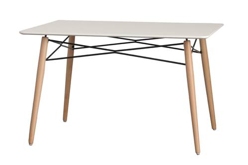 Dover 4Ft Rectangular Wooden Top White Dining Table w/Eiffel Base by LeisureMod