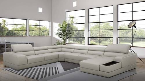 1576 Gray Leather Sectional (Right) by ESF