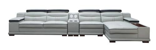 908 Light Gray Leather Sectional by ESF