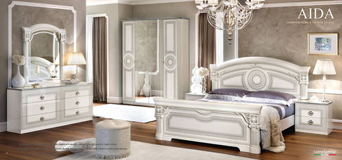 Aida White/Silver Bedroom Set by ESF