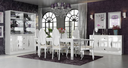 Carmen White Wood Dining Table w/Extension by ESF