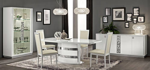 Roma White Wood Dining Table w/Extension by ESF