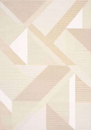 Ella Beige Cream Elegant Contemporary Geometric Pattern Rug by Kalora