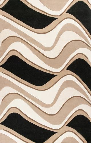Eternity Black/Beige Waves Area Rug by KAS Rugs