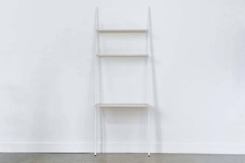 Mika Desk 3 Shelves - Mindi Wood/Bleach Finish - Iron/White Powder Coat Finish by From the Source