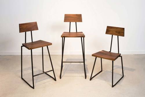 Ziggy Dining Chair - Iron/Clear Powder Coat - Tali Wood/Natural Finish by From the Source