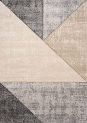 Folio Grey Beige Carved Triangular Pattern Rug by Kalora