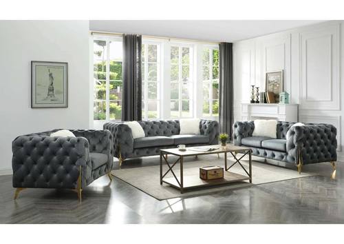Moderno Gray Velvet Sofa Loveseat By