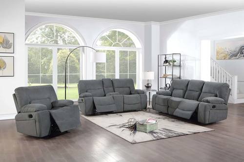 Ohio Gray Microfiber Sofa Loveseat at Futonland