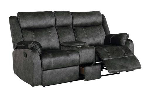U7303 Domino Granite Microfiber Console Reclining Loveseat by Global Furniture