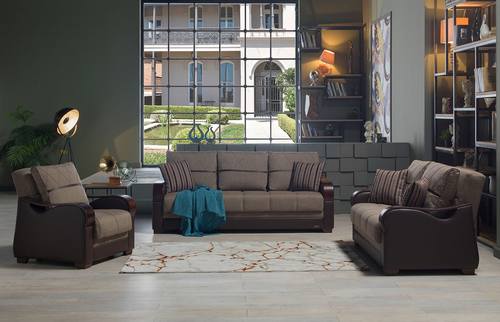 Bennett Redeyef Brown Sofa, Love & Chair Set by Bellona