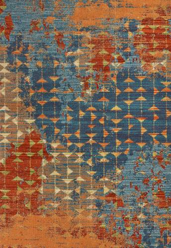 Illusions Blue/Coral Elements Area Rug by KAS Rugs