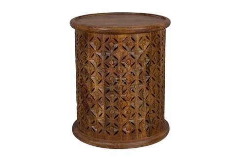 Global Archive Mango Hand Carved Small Drum Accent Table by Jofran