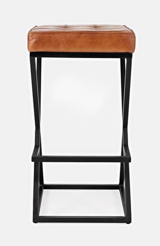 Global Archive Black Leather Stool by Jofran Furniture