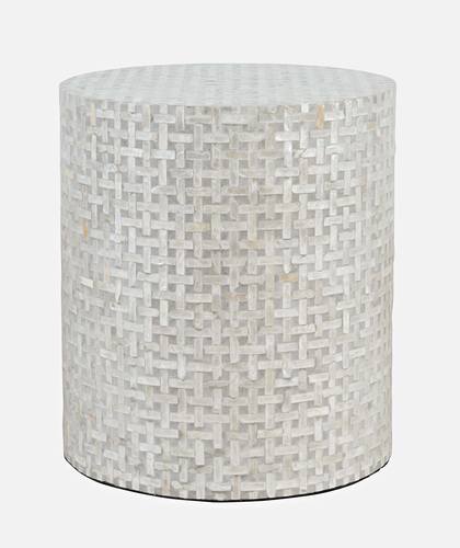 Global Archive Grey Basketweave Small Capiz Accent Table by Jofran