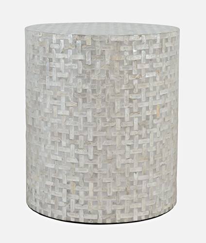 Global Archive Grey Basketweave Large Capiz Accent Table by Jofran