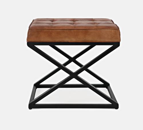Global Archive Brown Leather Hogan Ottoman by Jofran Furniture
