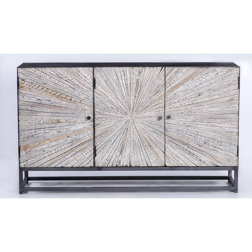 Astral Plains Grey Wash Reclaimed 3 Door Accent Cabinet by Jofran Furniture