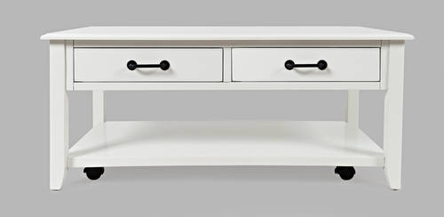 North Fork White 2 Drawer Castered Coffee Table by Jofran Furniture